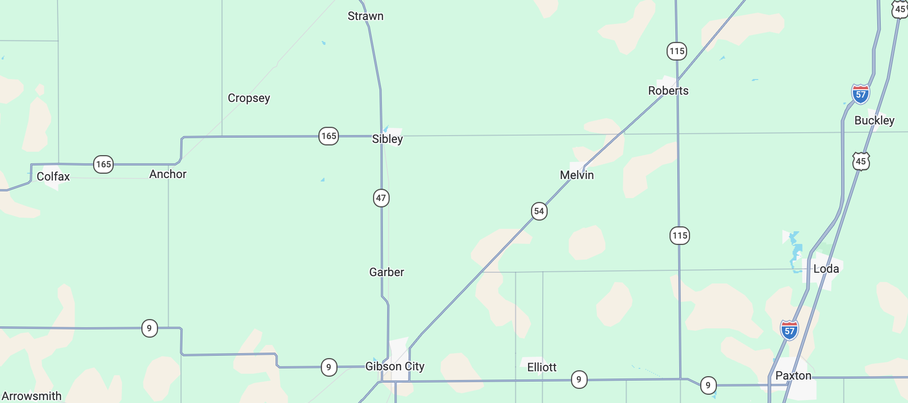 Map of Melvin, Illinois